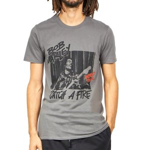 영국직구 밥말리 남녀공용 성인용 캐치 어 파이어 월드 투어 면 티셔츠