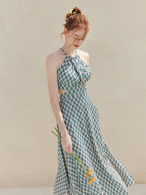벨로디네라 VALLO DE NERA Dahlia Halter Dress Green M