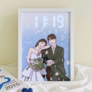 ❤️빠른배송❤️ 드로잉 일러스트 LED 전자시계 액자, 곰이네놀이터