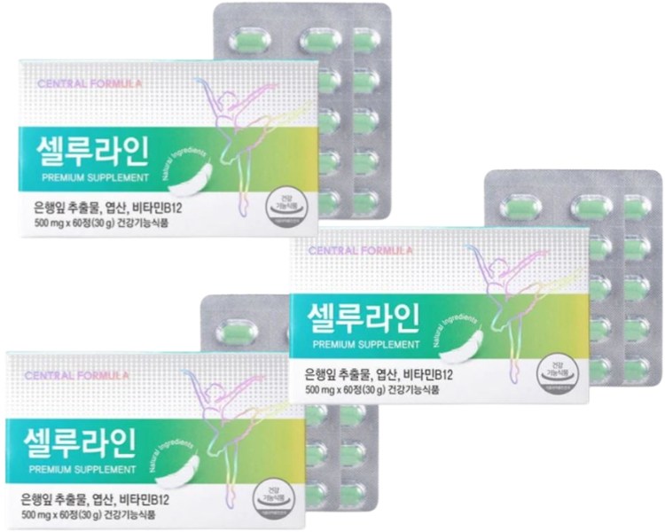<b>센트럴포뮬러</b> 셀루라인 <b>엽산</b> 영양제  3개  60정