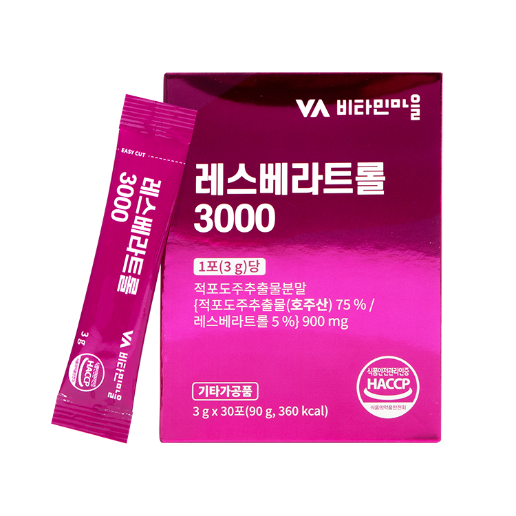 비타민마을 <b>레스베라트롤</b> 3000 3g x 30포