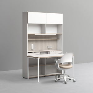 데스커 1400폭 6단 멀티책상세트 (조명+도어형)+링고/올라운드/아이블 의자