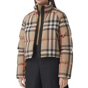 버버리 크롭 체크 퍼퍼 재킷 구스 다운 패딩 8059093