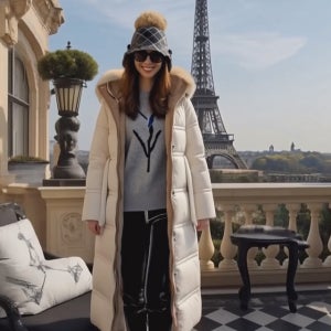 파리지엔 아이보리 천연 리얼 폭스퍼 후드허리 스트랩 오리털 롱 패딩점퍼[여우털 덕 다운 시보리 겨울 돕바 돗바 파카 오버핏 오버사이즈 고급 브랜드 아우터 겉옷 외투 아웃터 명품보세