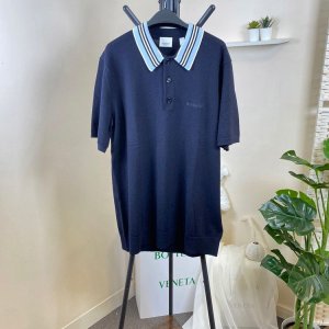 버버리 맨즈 CLAXTON 울 폴로 반팔 셔츠 COAL BLUE 80521561