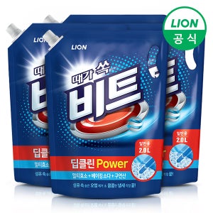 라이온코리아 비트 세탁세제 딥클린파워 액체 2L리필일반 4개