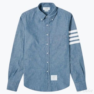 톰브라운 4바 스트라이프 스트레이트 핏 샴브레이 셔츠 MWL272E 00111 450 413656