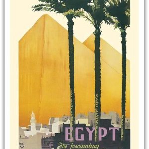 [아마존 공식]Egypt - 파라오의 매혹적인 땅 - 피라미드 - 빈티지 여행 포스터 Ihap Hulusi Gorey c.1937 - 마스터 아트 프린트 22.9cm x 30.5c