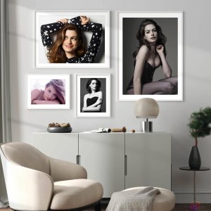 Anne Hathaway 포스터  영화 배우 스타 캔버스 아트 벽 그림  거실 바 카페 소녀 방 홈 장식 선물