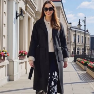 파리지엔 블랙 허리 스트랩 압축 누빔 울 롱 코트[카라 빅 포켓 클래식 옆트임 긴 모직 루즈핏 박시 박스 겨울 오버핏 오버사이즈 고급 브랜드 아우터 겉옷 외투 아웃터 명품보세 데일