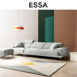 [쿠션&상품권증정][에싸] 베레나 4인 헤드기능 리브 패브릭 소파+스툴
