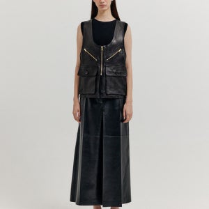 [잉크] XEBY Utility Leather Vest - Black