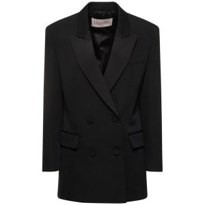 발렌티노 더블 브레스티드 울 블레이저 블랙 여성 78IAE6026