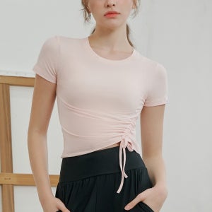 에어로빅 사이드 레이어드나시 여름 셔링탑 핑크