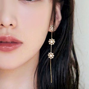 벨리나 다이아 보석 쥬얼꽃 롱귀걸이