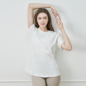 벨벳티셔츠 액티브 연예인운동복 벤츄리 쿨링 티셔츠 필라테스반팔상의 뮤트아이보리