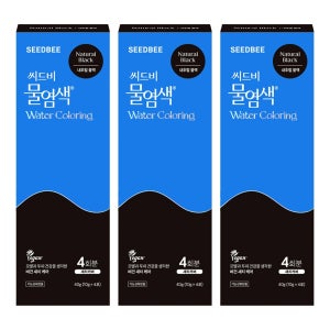 씨드비 프리미엄 시즌2 물 염색제 내추럴블랙 4회분 3개  저자극 새치용 비건 비오틴 함유 36가지 셀프 새치커버