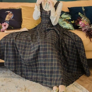 [대여] 빈티지 슬림핏 체크 원피스 경성의상 개화기의상 교복 학생복