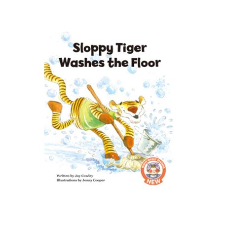 Sloppy tiger washes the floor