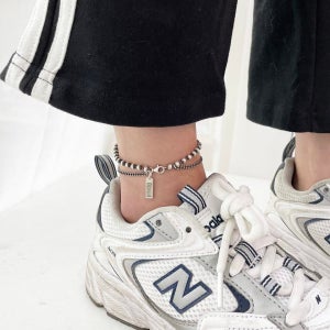 실버925 입체각인 빈티지두줄발찌, 리제