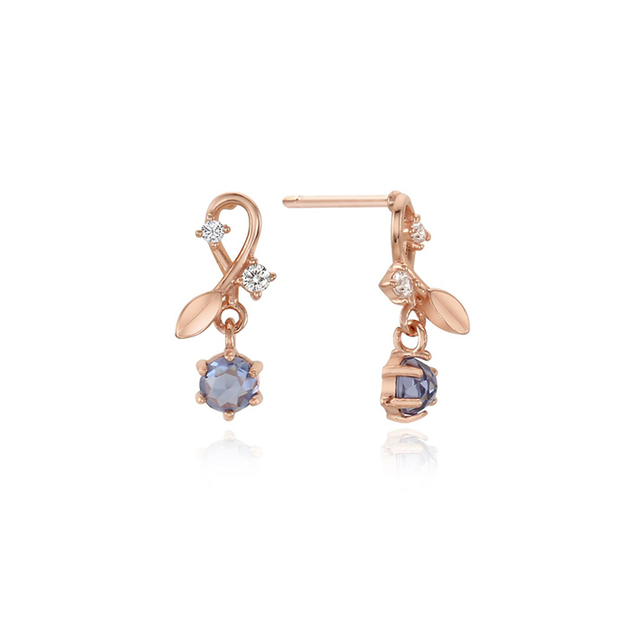 OST 탄생석 로즈골드 귀걸이