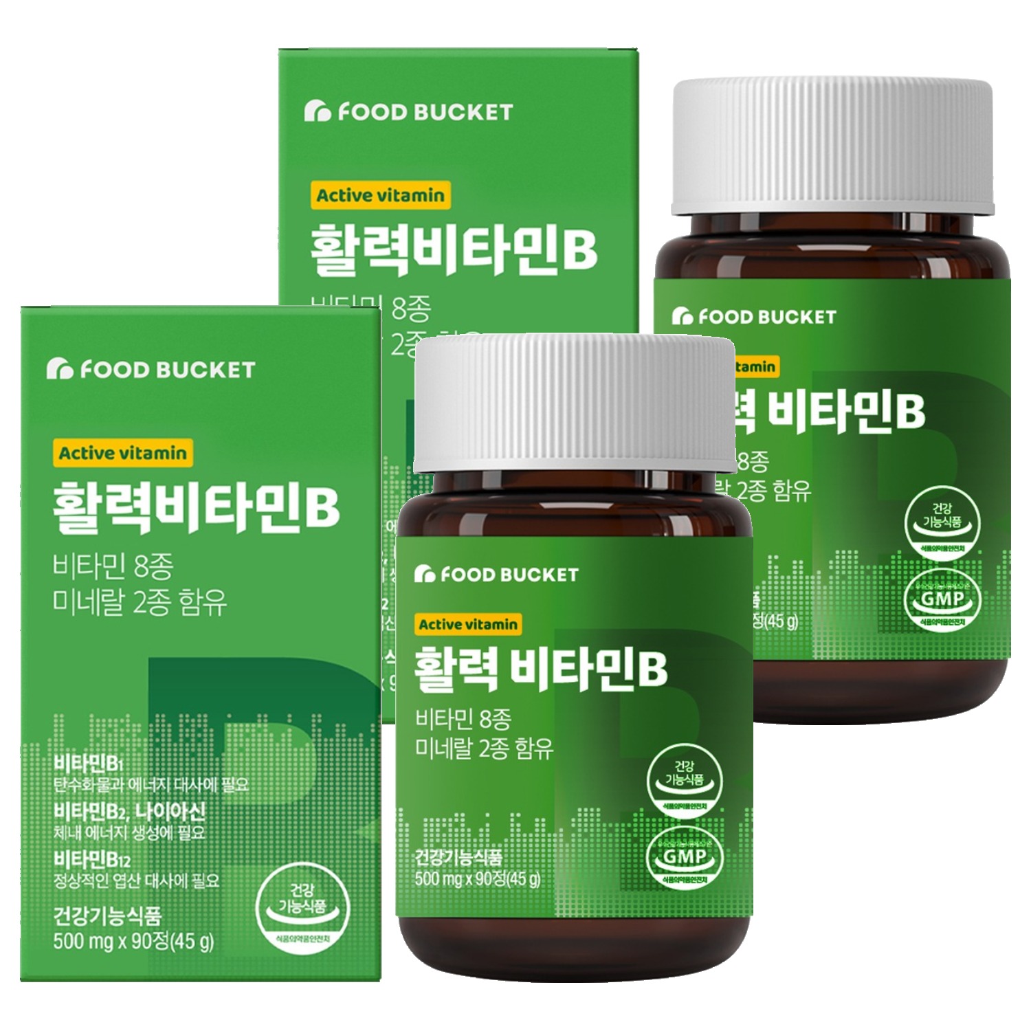 <b>푸드버킷</b> 활력<b>비타민</b>B 콤플렉스 45g  90정  2개