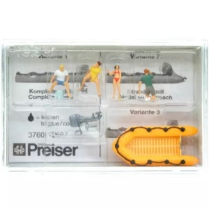 54000 프레이저 Preiser FSP10764 고무보트 탄 가족 1:87 (도색:4명,고무보트1개) - 모형재료 미니어처 인체모형
