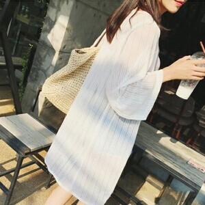 비치 바캉스룩 쉬폰 하프 로브 가디건 해변 패션 아이템