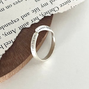 실버925 스토리웨이브 커플링우정링 학생 단체 각인반지, 리제