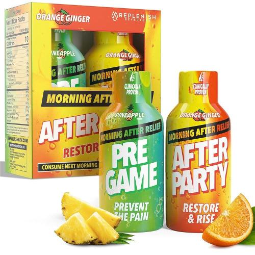 Replenish Beverages Pregame &amp; AfterParty 예방 및 아침 회복을 위한 음료 보충제 - 비타민을 마실 때마다 <b>밀크 씨슬</b> 필수 영양소 항산화 물질 2