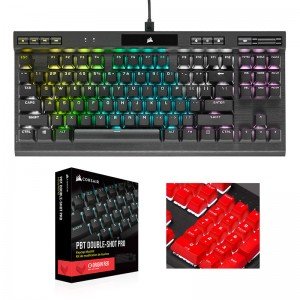 CORSAIR K70 RGB TKL CHAMPION+PBT Double-shot Keycaps Pro (저소음 적축, 레드)