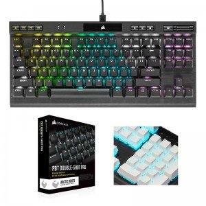 CORSAIR K70 RGB TKL CHAMPION+PBT Double-shot Keycaps Pro (저소음 적축, 화이트)