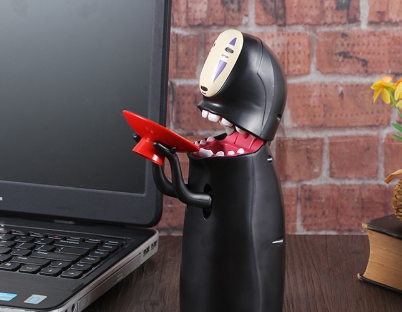 센과치히로 가오나시 피규어 저금통 동전먹는 어린이 금고 지브리 인형 건전지