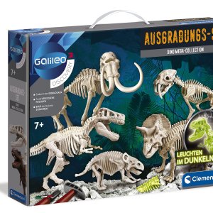 CLEMENTONI 59258 갈릴레오 디스커버리 공룡 메가 컬렉션 발굴 세트 7세 이상의 소규모 연구원을 위한 선사 시대 화석을 파는 어린이를 위한 흥미로운 장난감 6.7 X 4