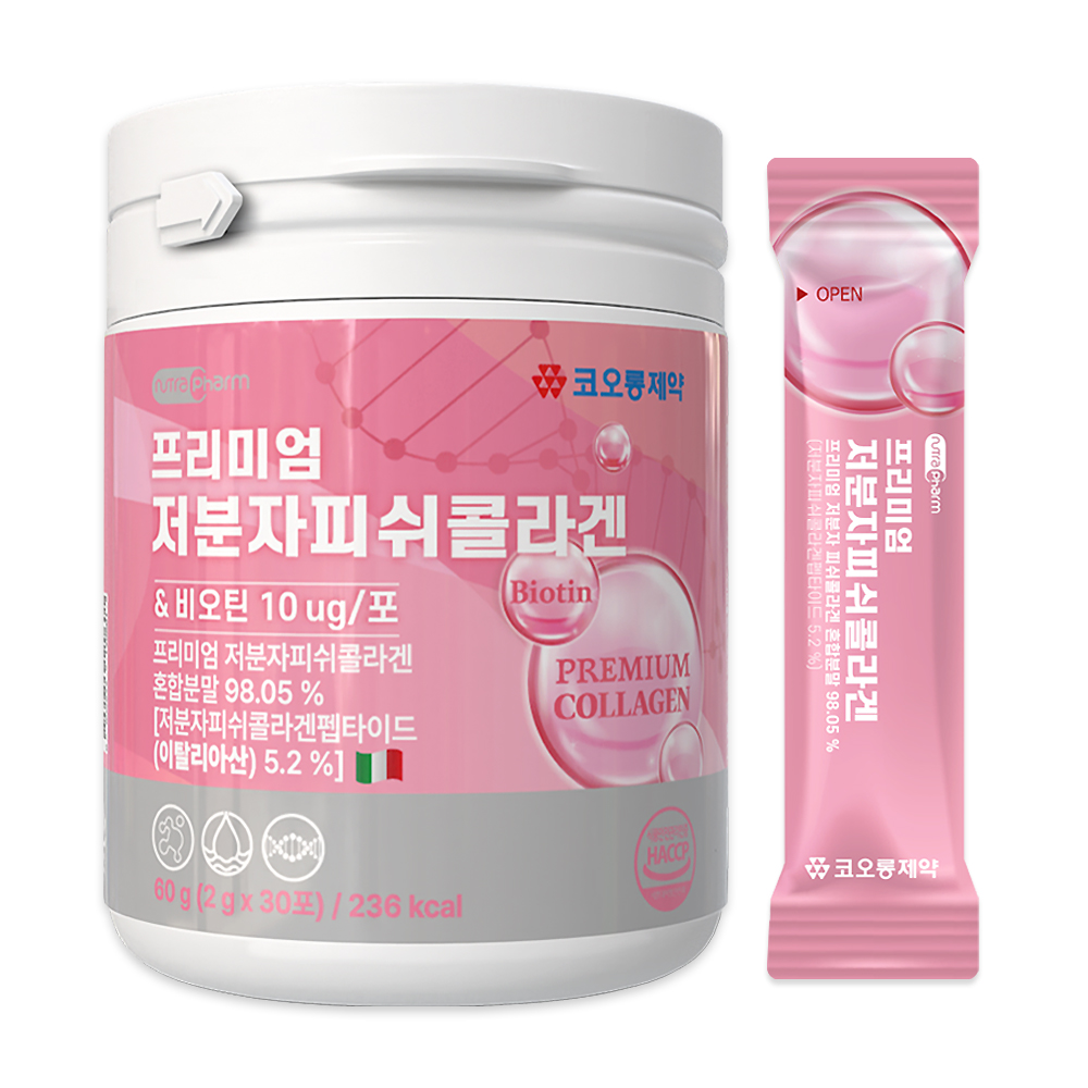 코오롱제약 프리미엄 저분자 피쉬 콜라겐 30p  60g  1개