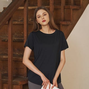 보정레깅스 소프에센셜 반팔티셔츠 여성 블랙 베이직코튼