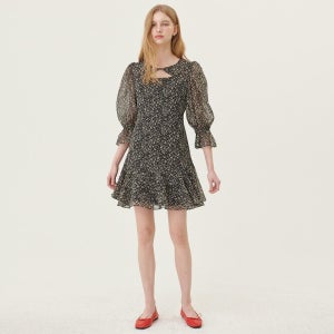 [오앨] TRIANGLE MINI DRESS_BLACK FLORAL
