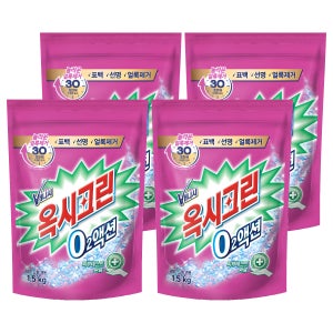 오투액션 옥시크린 골드 액체형 표백제 1.5kg 4개입 옥시 흰옷 얼룩제거제 산소계표백제 세탁보조제 색깔옷 1.5kg, 4개