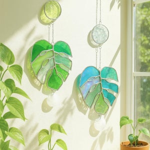 알보 몬스테라 🌿💚스테인드글라스 썬캐쳐✨2컬러, 투제이 아틀리에