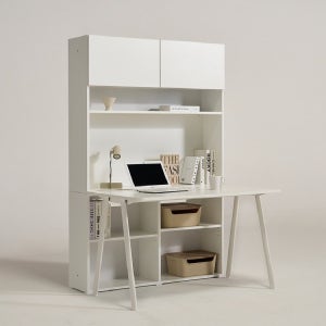 모노 1200 책상세트 화이트 데스크 학생 공부방 전면 책장 홈오피스 컴퓨터책상
