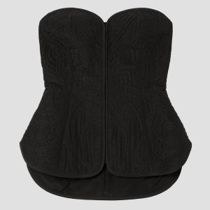 마메 쿠로구치 블랙 플로럴 퀼트 실크 뷔스티에 MM23PF-SH721