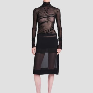 프로엔자 슐러 블랙 테크니컬 시폰 스커트 R2345005 BY279