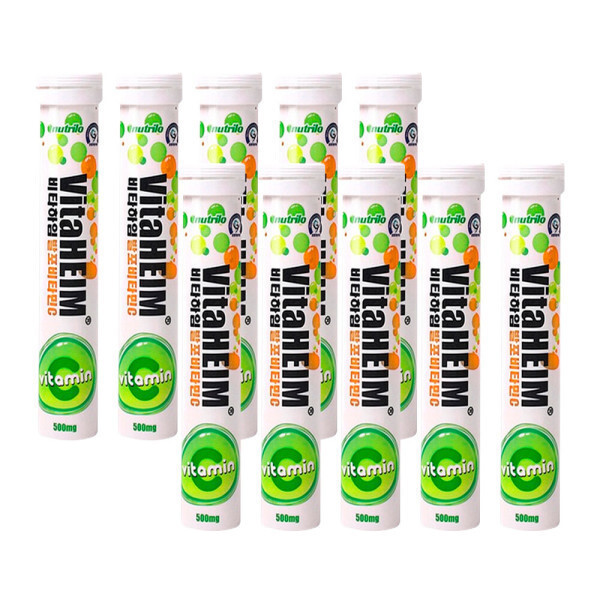 <b>누트릴로</b> 독일 발포<b>비타민</b> 비타하임 종합 멀티 <b>비타민C</b> 500 레몬맛 200정(10통)