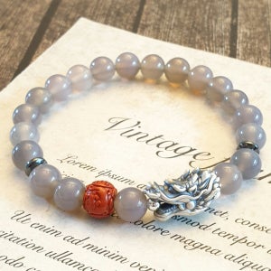 청룡의해🐉만사형통 재물 수호 실버 드래곤 아게이트팔찌, 헤나