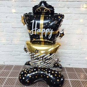 기프트 박스 스탠딩풍선 / 해피뉴이어 새해 선물상자 에어벌룬 은박풍선 신년 파티용품