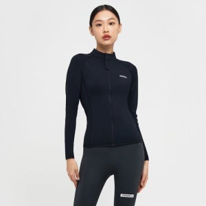 [배럴] 우먼 에센셜 스탠다드핏 집업 래쉬가드 블랙 B4SWWZR001