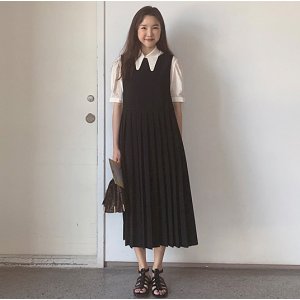 chic Korea official website purchasing maybe-baby womens college style cute pleated dress