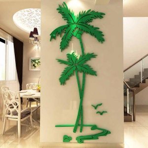 Hainan Island beautiful coconut tree living room dining room entrance 3D crystal acrylic three-dimen