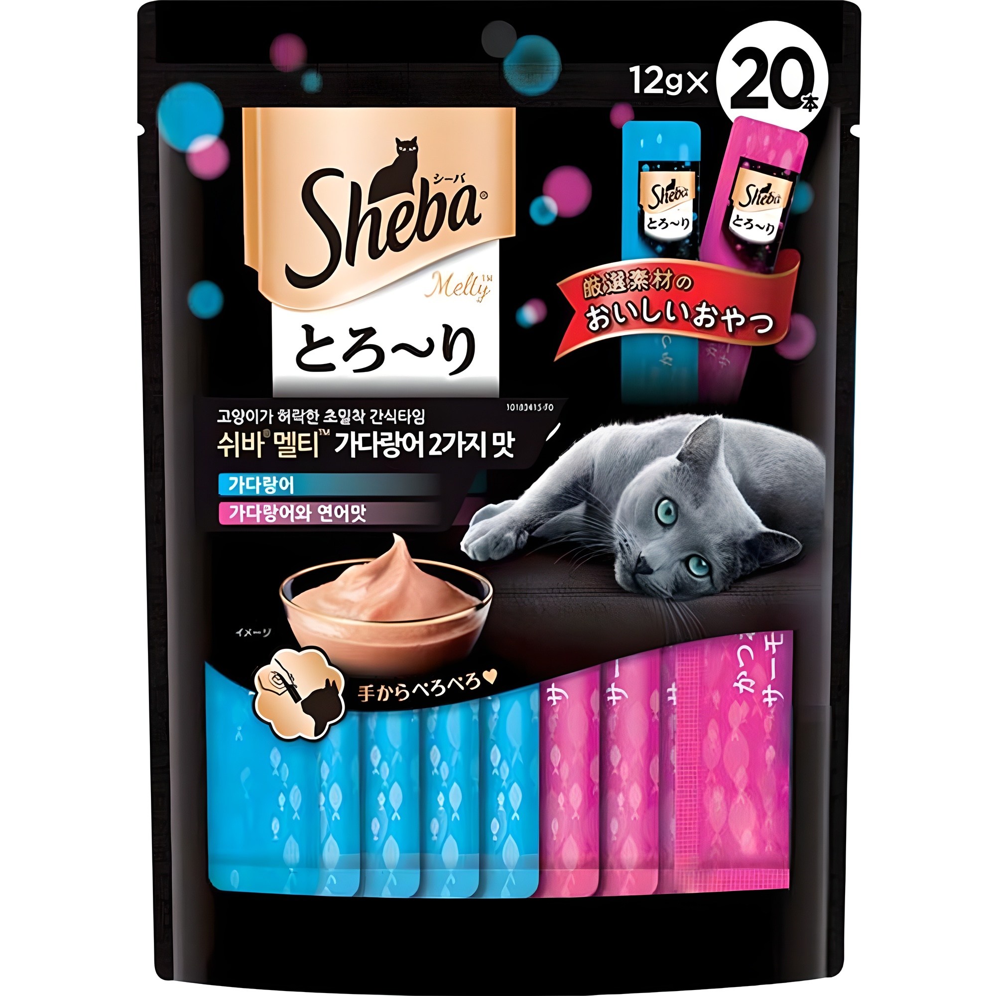 쉬바 멜티 고양이 파우치 20p 혼합맛(가다랑어/가다랑어와연어) 240g 1개