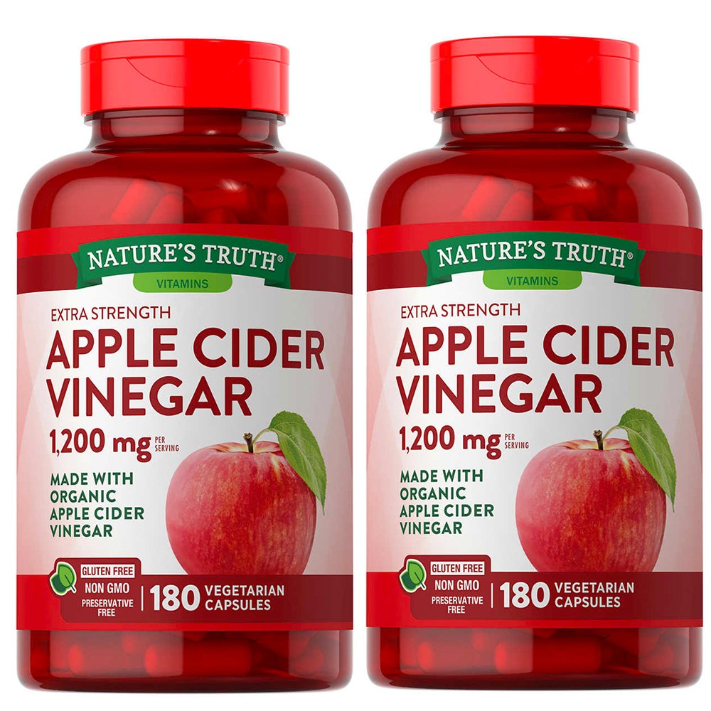 <b>네이처스</b>투루 <b>네이처스트루</b> 유기농 애플 사이다 비니거 1200mg 180정 x2통 NON-GMO 대용량  2개